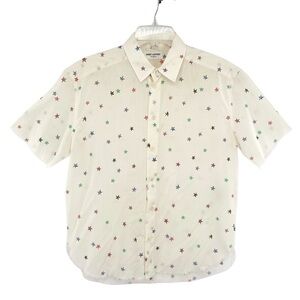 Saint Laurent Star Print Short Sleeve Button Down Shirt